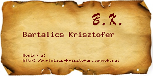 Bartalics Krisztofer névjegykártya